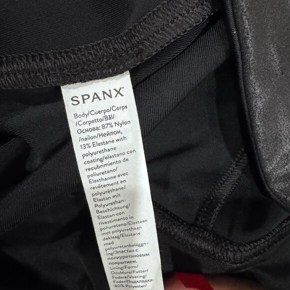 SPANX Faux Leather Leggings Women’s S Black High Rise Shaping Stretch Glossy - Picture 8 of 8